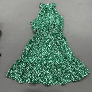 Green Floral Halter Dress